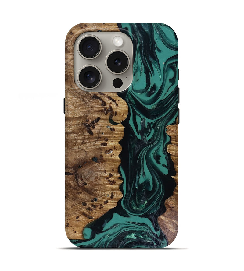 iPhone 16 Pro Wood Live Edge Phone Case - Janie (Green, 817941)