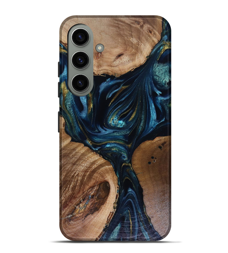 Galaxy S24 Plus Wood Live Edge Phone Case - Trina (Teal & Gold, 817943)