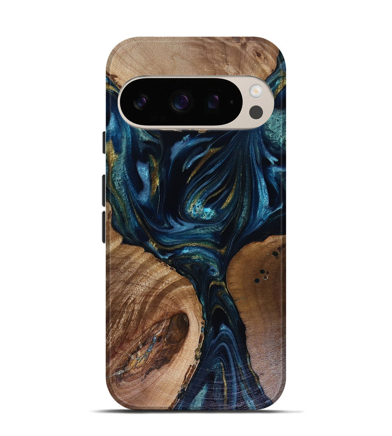 Pixel 10 Wood Live Edge Phone Case - Trina (Teal & Gold, 817943)