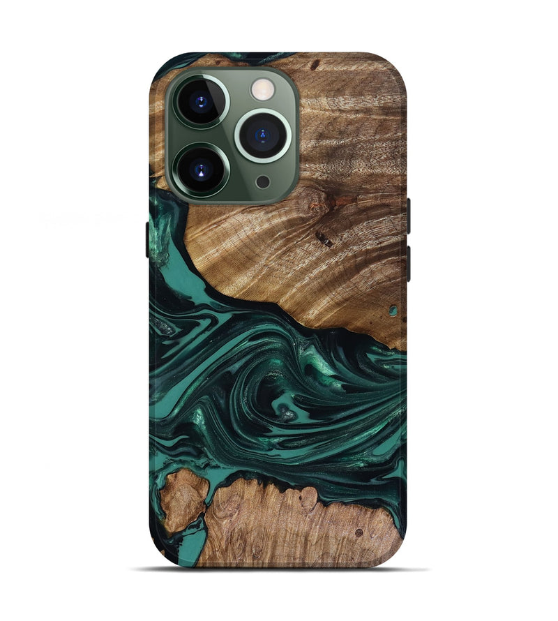 iPhone 13 Pro Wood Live Edge Phone Case - Jena (Green, 817944)