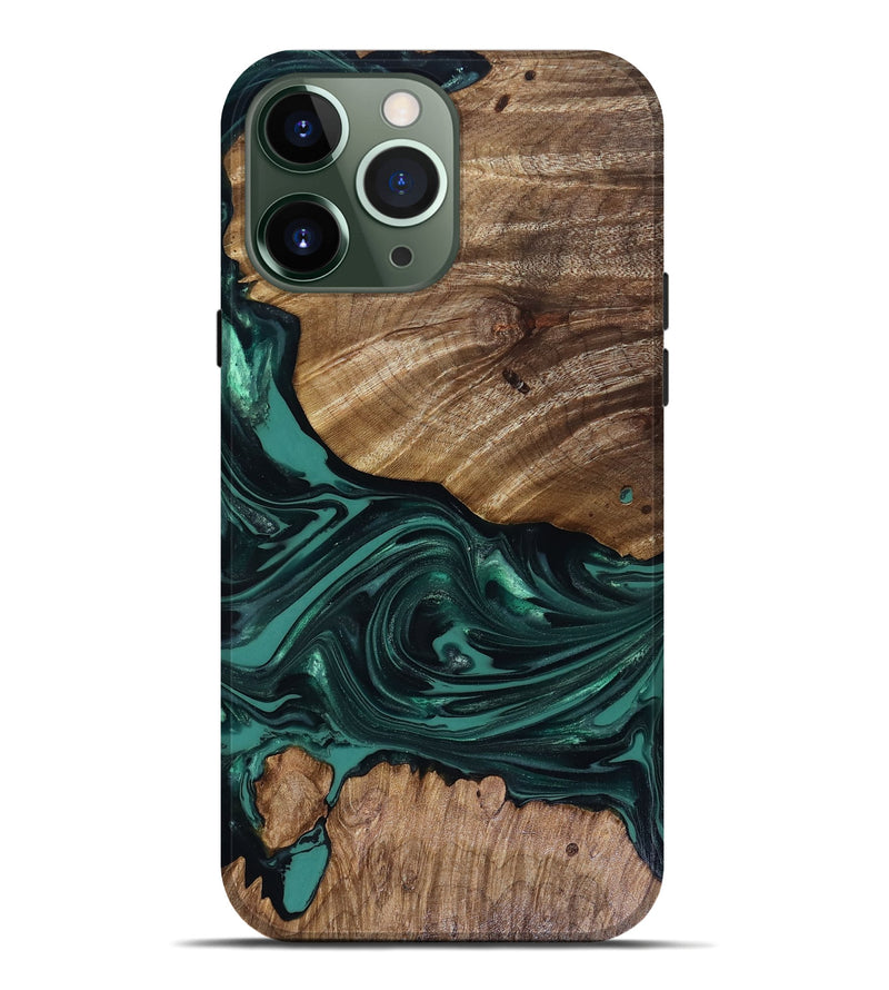 iPhone 13 Pro Max Wood Live Edge Phone Case - Jena (Green, 817944)