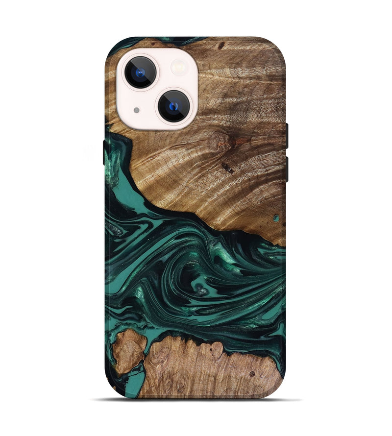 iPhone 14 Wood Live Edge Phone Case - Jena (Green, 817944)