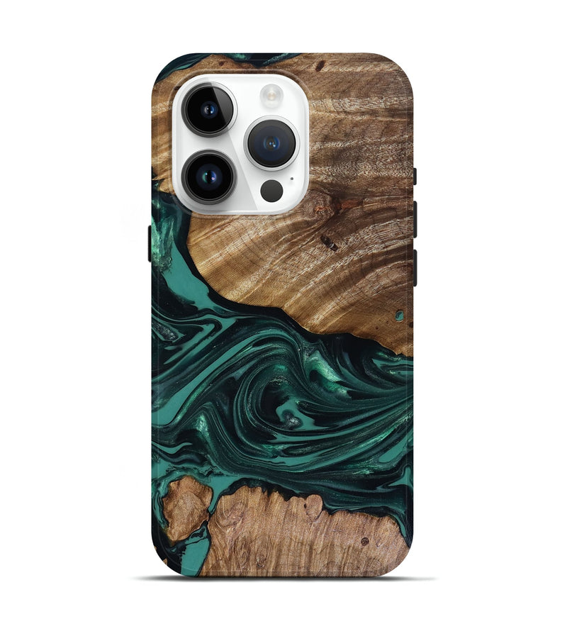 iPhone 15 Pro Wood Live Edge Phone Case - Jena (Green, 817944)