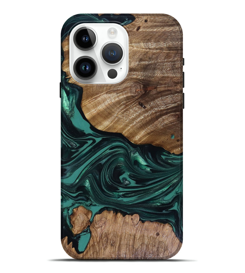 iPhone 15 Pro Max Wood Live Edge Phone Case - Jena (Green, 817944)