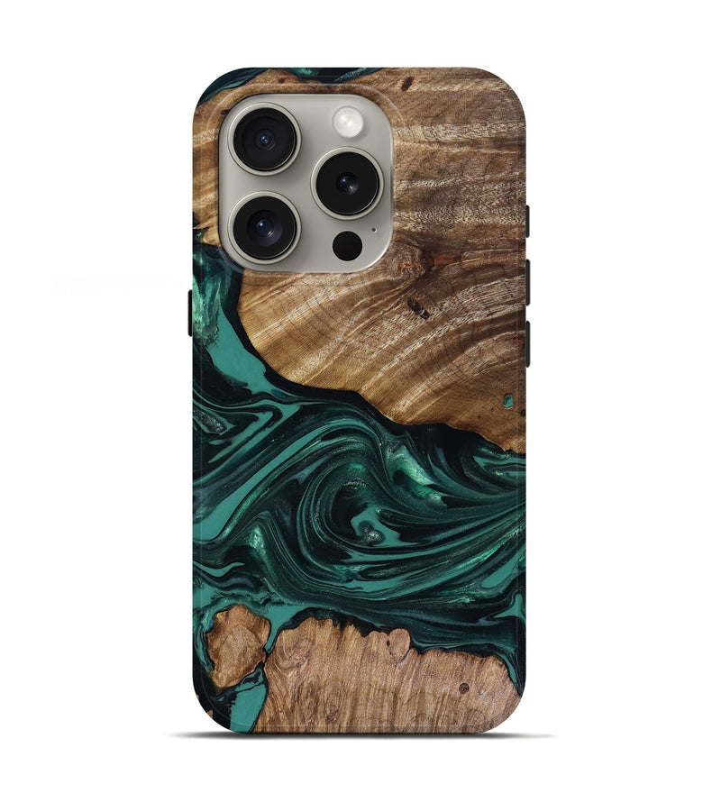 iPhone 16 Pro Wood Live Edge Phone Case - Jena (Green, 817944)