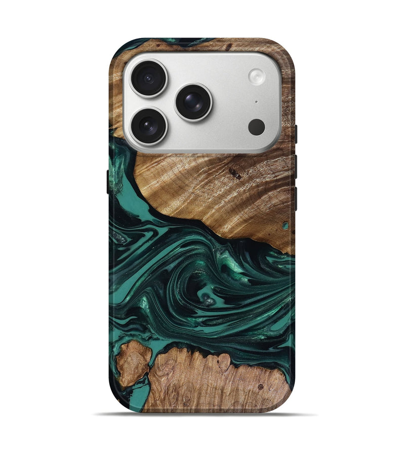 iPhone 17 Pro Wood Live Edge Phone Case - Jena (Green, 817944)