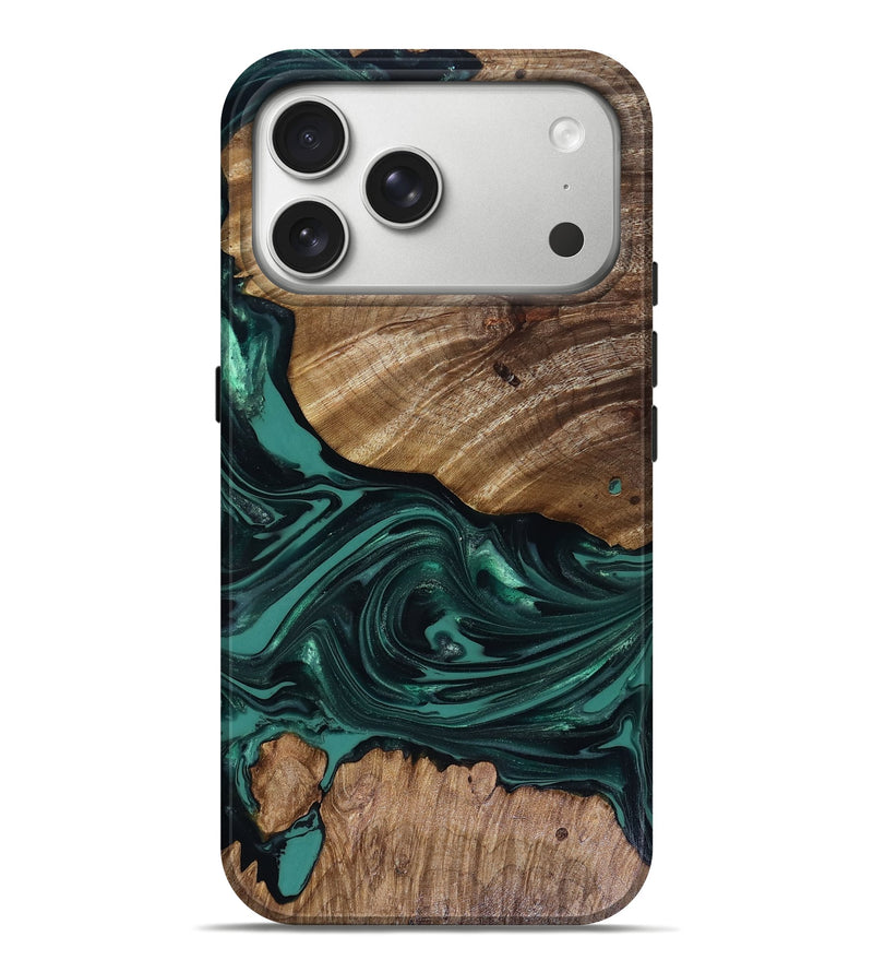 iPhone 17 Pro Max Wood Live Edge Phone Case - Jena (Green, 817944)