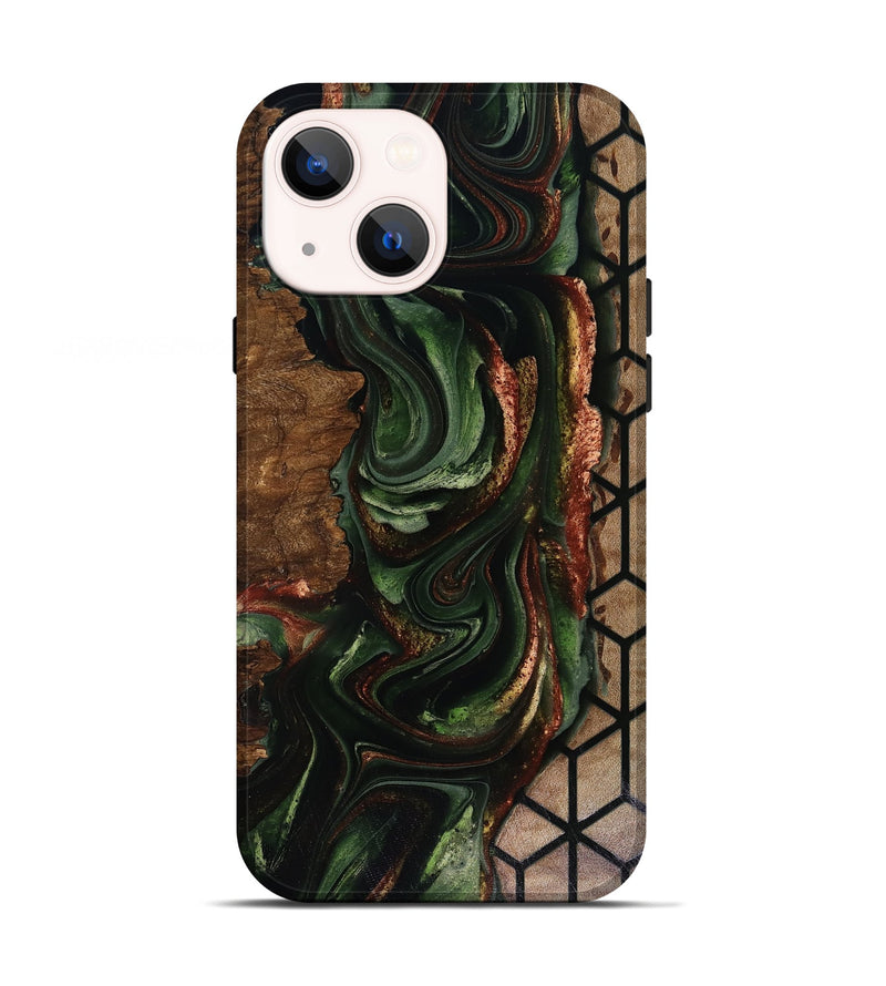 iPhone 13 Wood Live Edge Phone Case - Corina (Green, 817947)