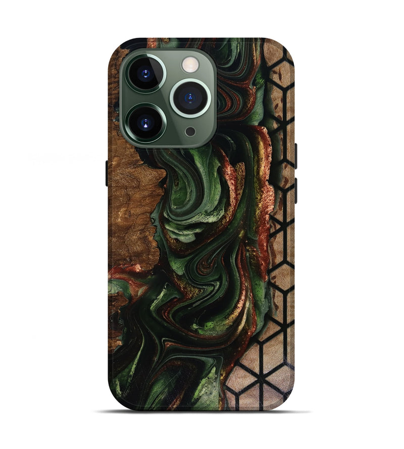 iPhone 13 Pro Wood Live Edge Phone Case - Corina (Green, 817947)