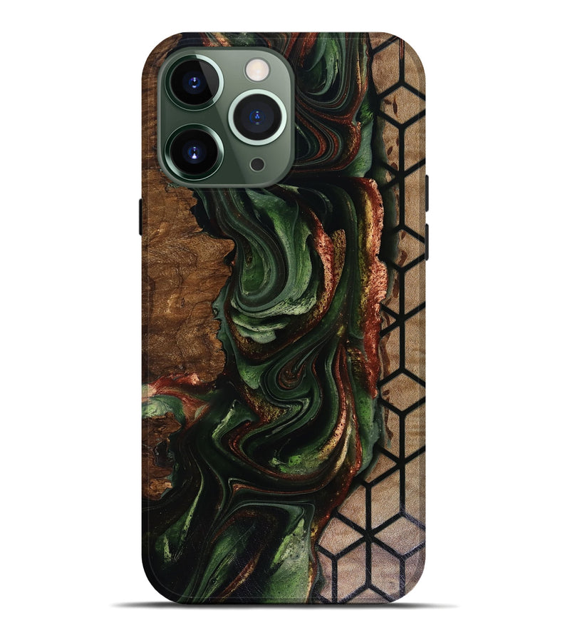 iPhone 13 Pro Max Wood Live Edge Phone Case - Corina (Green, 817947)