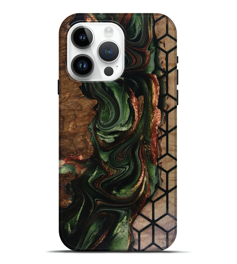 iPhone 15 Pro Max Wood Live Edge Phone Case - Corina (Green, 817947)