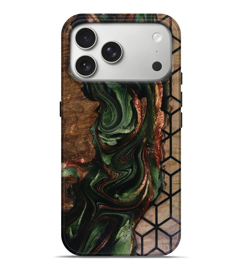 iPhone 17 Pro Max Wood Live Edge Phone Case - Corina (Green, 817947)