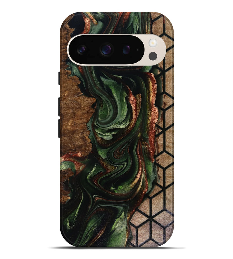 Pixel 9 Pro XL Wood Live Edge Phone Case - Corina (Green, 817947)