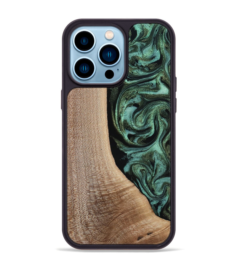 iPhone 14 Pro Max Wood Phone Case - Violeta (Green, 817961)