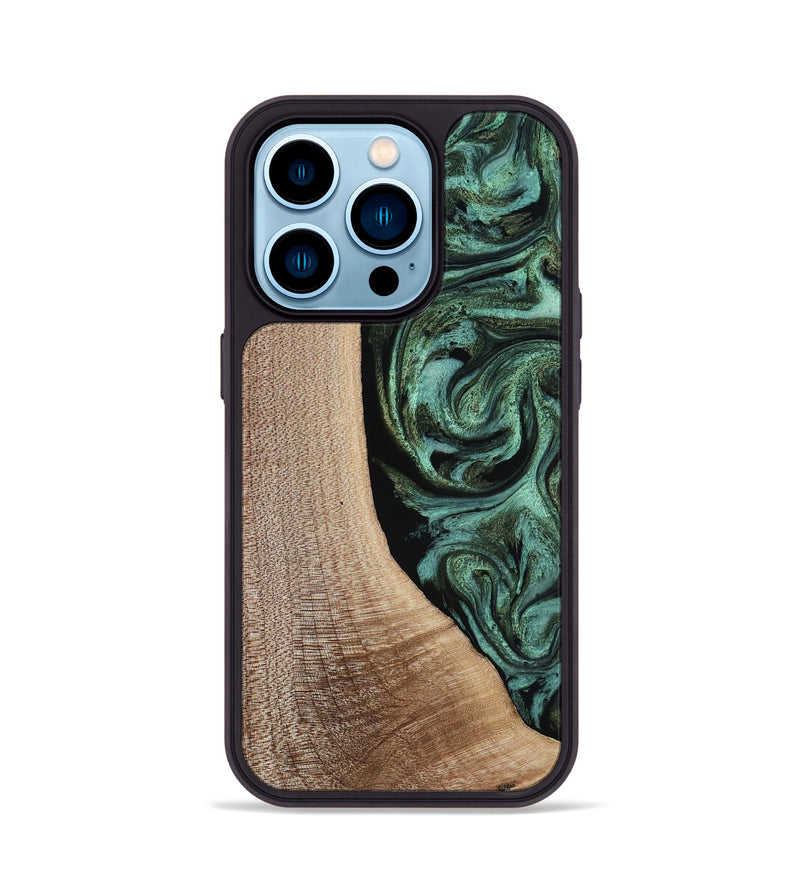 iPhone 14 Pro Wood Phone Case - Violeta (Green, 817961)