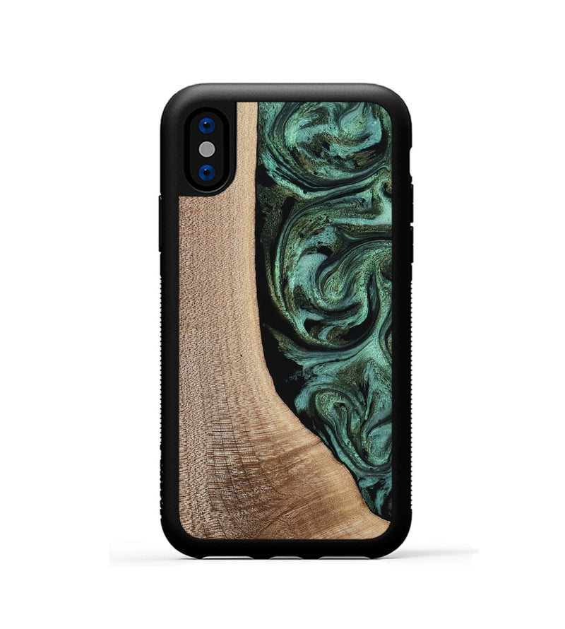 iPhone Xs Wood Phone Case - Violeta (Green, 817961)