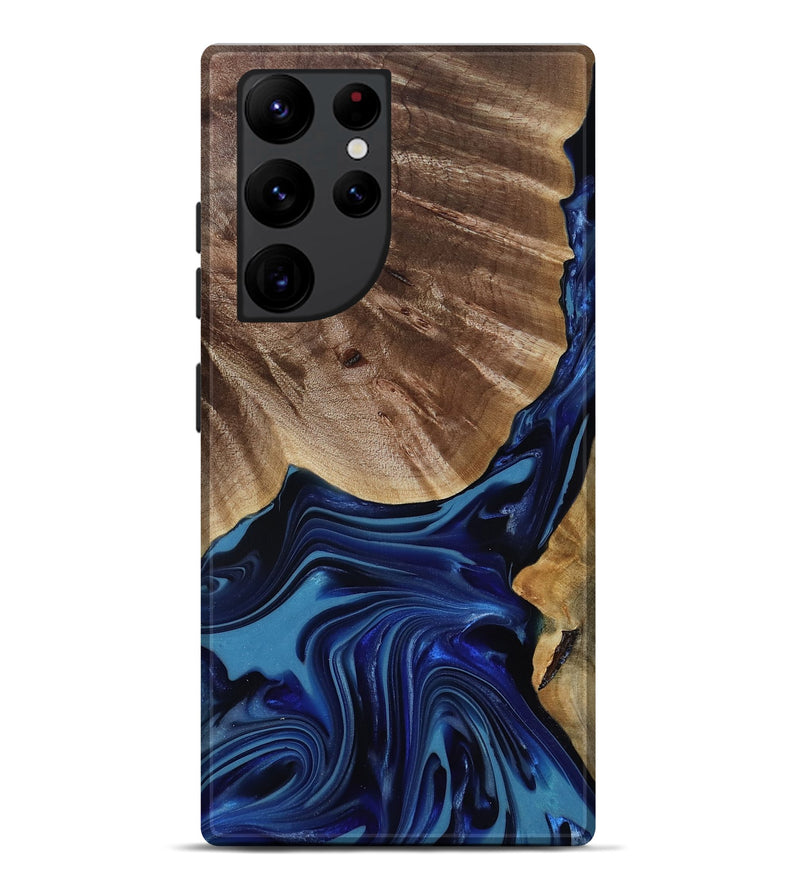 Galaxy S22 Ultra Wood Live Edge Phone Case - Melvina (Blue, 818001)