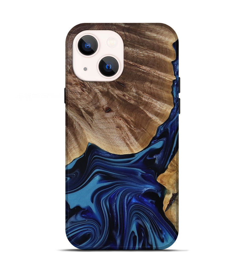 iPhone 13 Wood Live Edge Phone Case - Melvina (Blue, 818001)