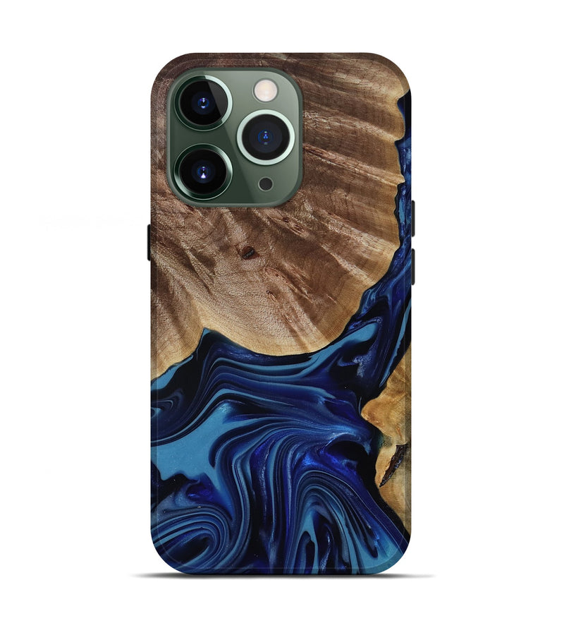 iPhone 13 Pro Wood Live Edge Phone Case - Melvina (Blue, 818001)