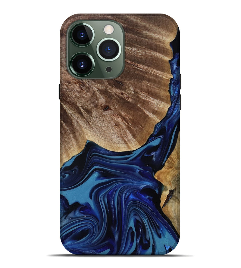 iPhone 13 Pro Max Wood Live Edge Phone Case - Melvina (Blue, 818001)