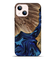 iPhone 14 Plus Wood Live Edge Phone Case - Melvina (Blue, 818001)