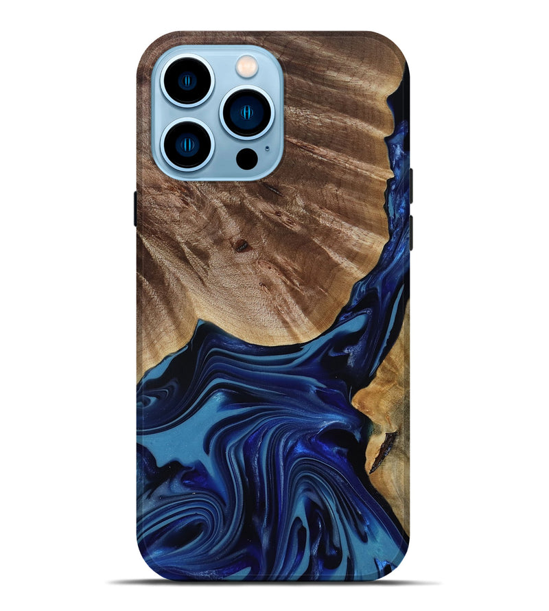 iPhone 14 Pro Max Wood Live Edge Phone Case - Melvina (Blue, 818001)