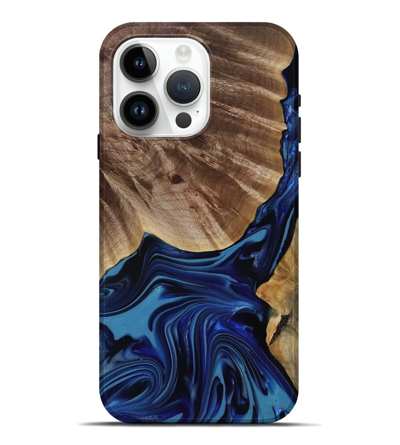 iPhone 15 Pro Max Wood Live Edge Phone Case - Melvina (Blue, 818001)