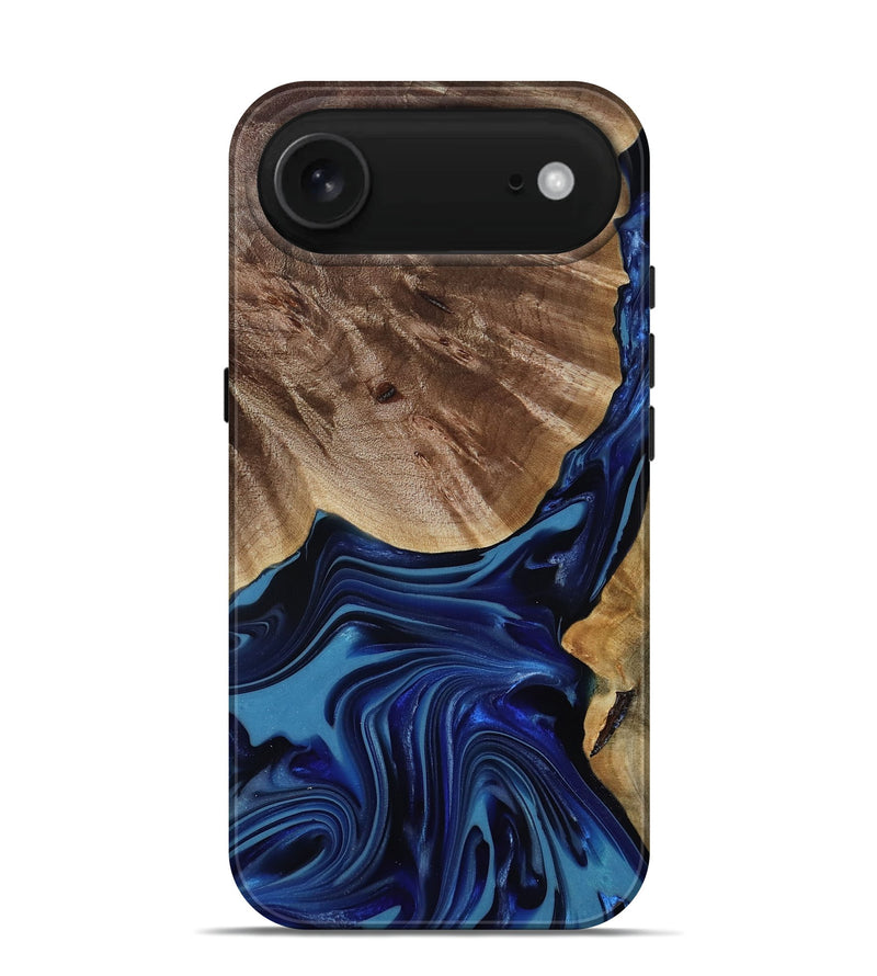 iPhone 17 Air Wood Live Edge Phone Case - Melvina (Blue, 818001)