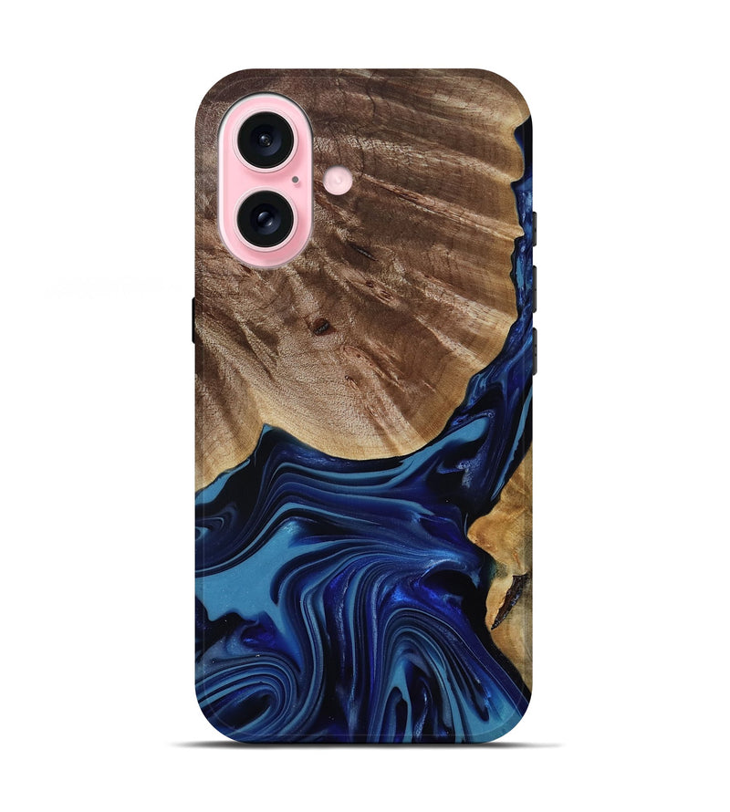 iPhone 17 Wood Live Edge Phone Case - Melvina (Blue, 818001)