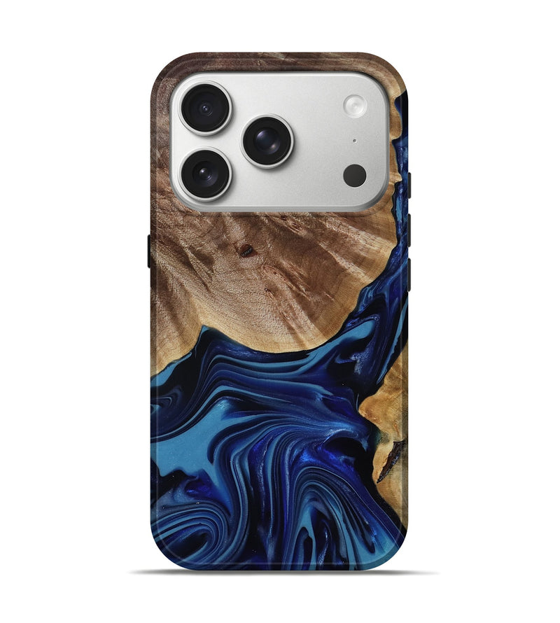 iPhone 17 Pro Wood Live Edge Phone Case - Melvina (Blue, 818001)