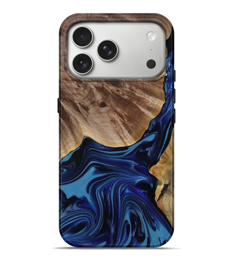 iPhone 17 Pro Max Wood Live Edge Phone Case - Melvina (Blue, 818001)
