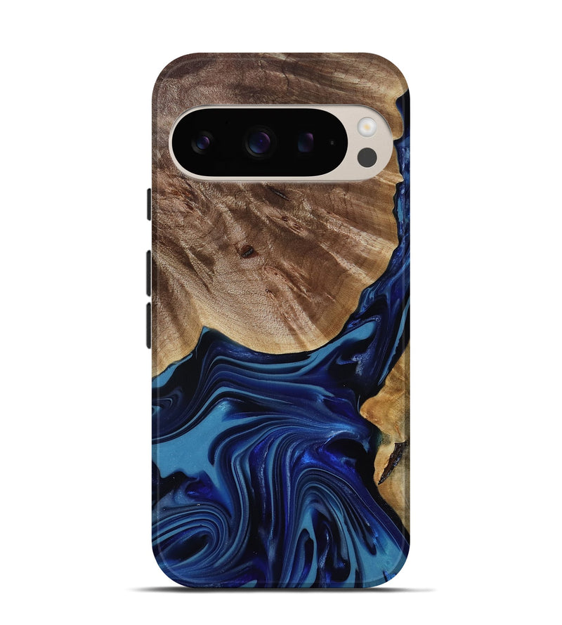 Pixel 9 Pro Wood Live Edge Phone Case - Melvina (Blue, 818001)