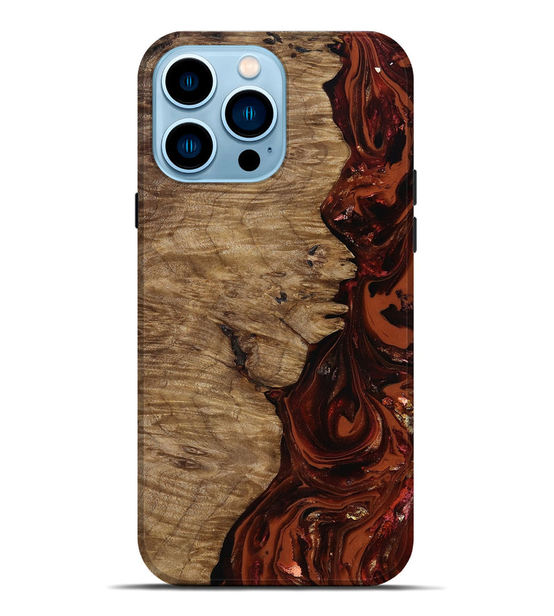 iPhone 14 Pro Max Wood Live Edge Phone Case - Yandel (Red, 818002)