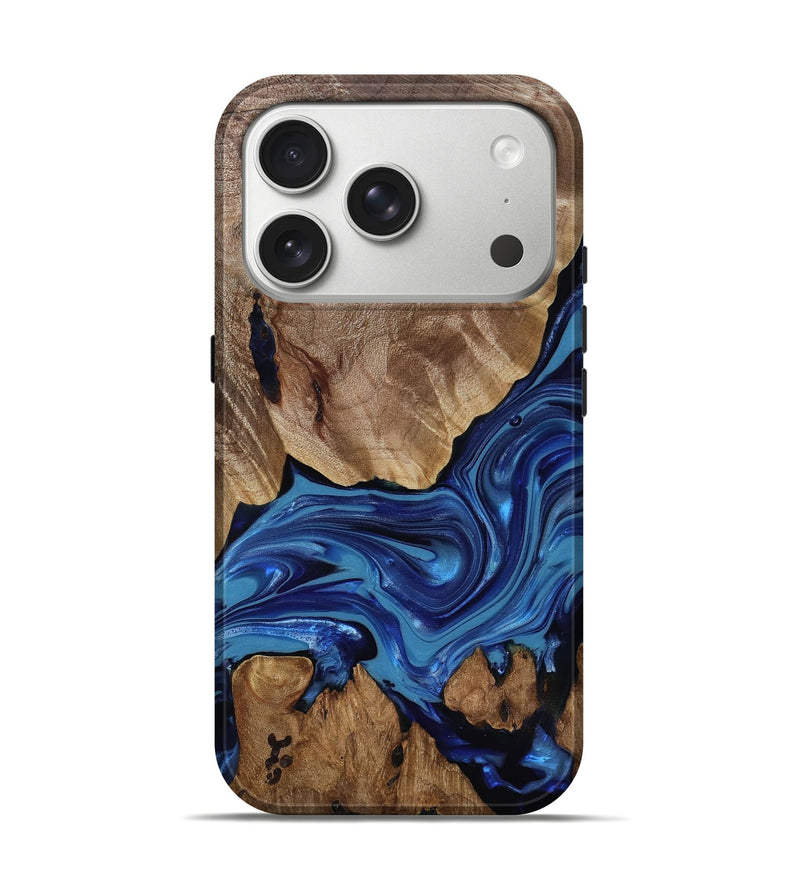 iPhone 17 Pro Wood Live Edge Phone Case - Jalyn (Blue, 818003)