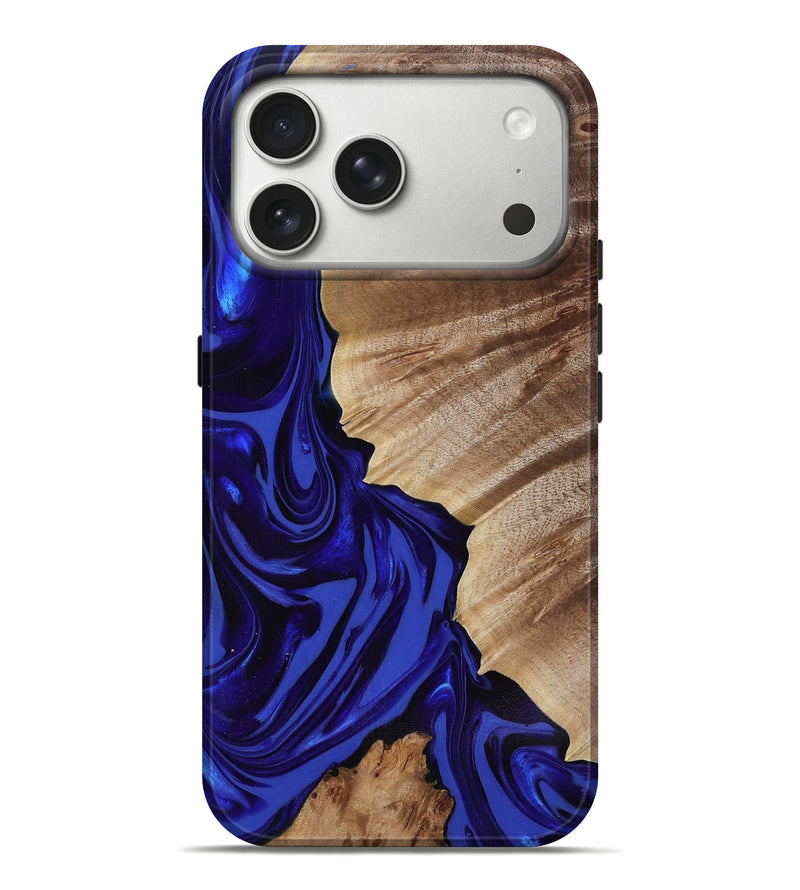 iPhone 17 Pro Max Wood Live Edge Phone Case - Fate (Blue, 818005)