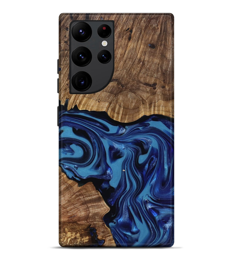 Galaxy S22 Ultra Wood Live Edge Phone Case - Domenic (Blue, 818006)