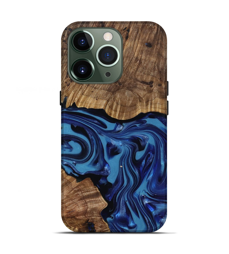iPhone 13 Pro Wood Live Edge Phone Case - Domenic (Blue, 818006)