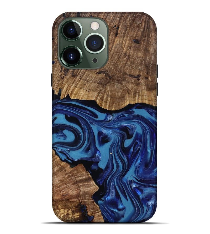 iPhone 13 Pro Max Wood Live Edge Phone Case - Domenic (Blue, 818006)
