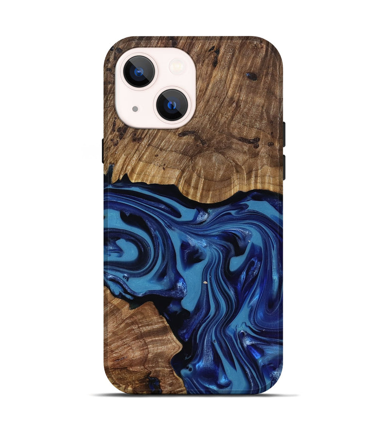 iPhone 14 Wood Live Edge Phone Case - Domenic (Blue, 818006)