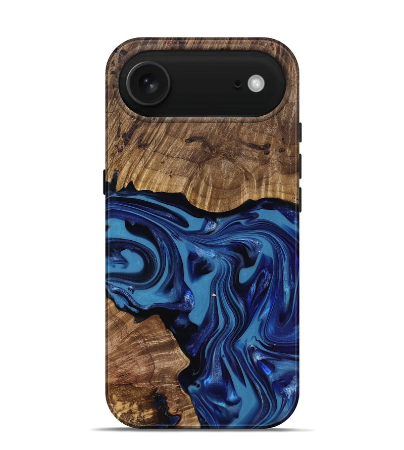 iPhone 17 Air Wood Live Edge Phone Case - Domenic (Blue, 818006)
