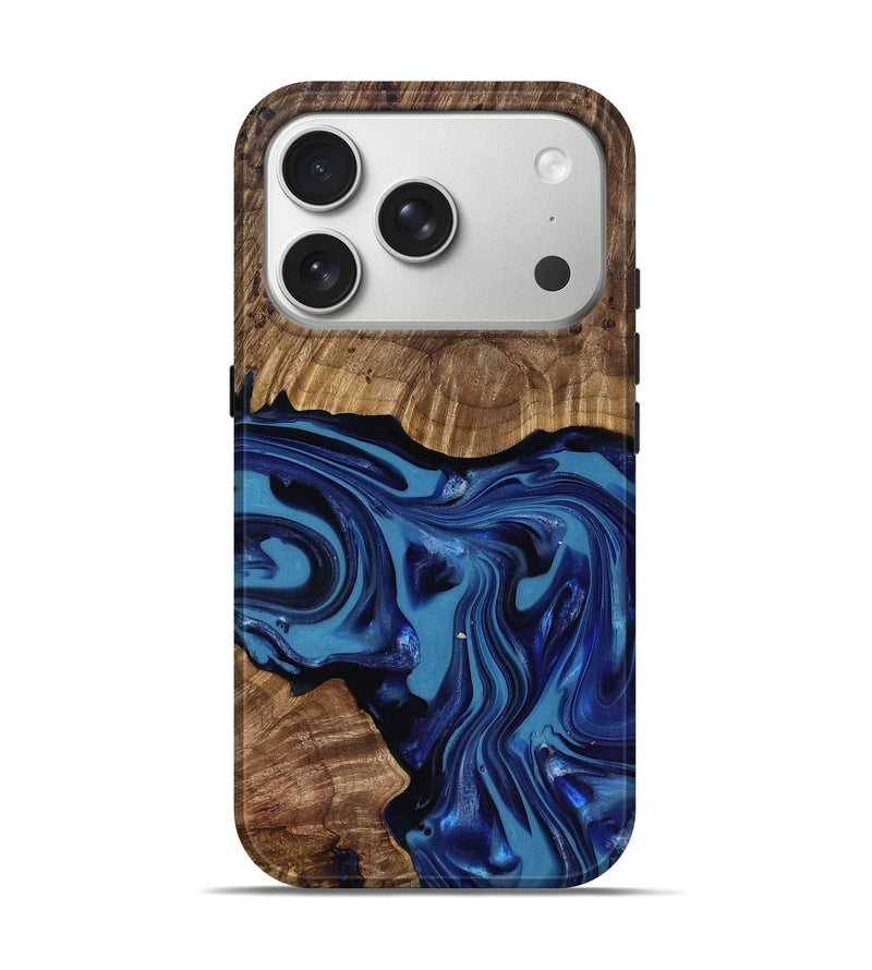 iPhone 17 Pro Wood Live Edge Phone Case - Domenic (Blue, 818006)