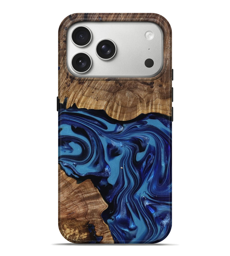 iPhone 17 Pro Max Wood Live Edge Phone Case - Domenic (Blue, 818006)