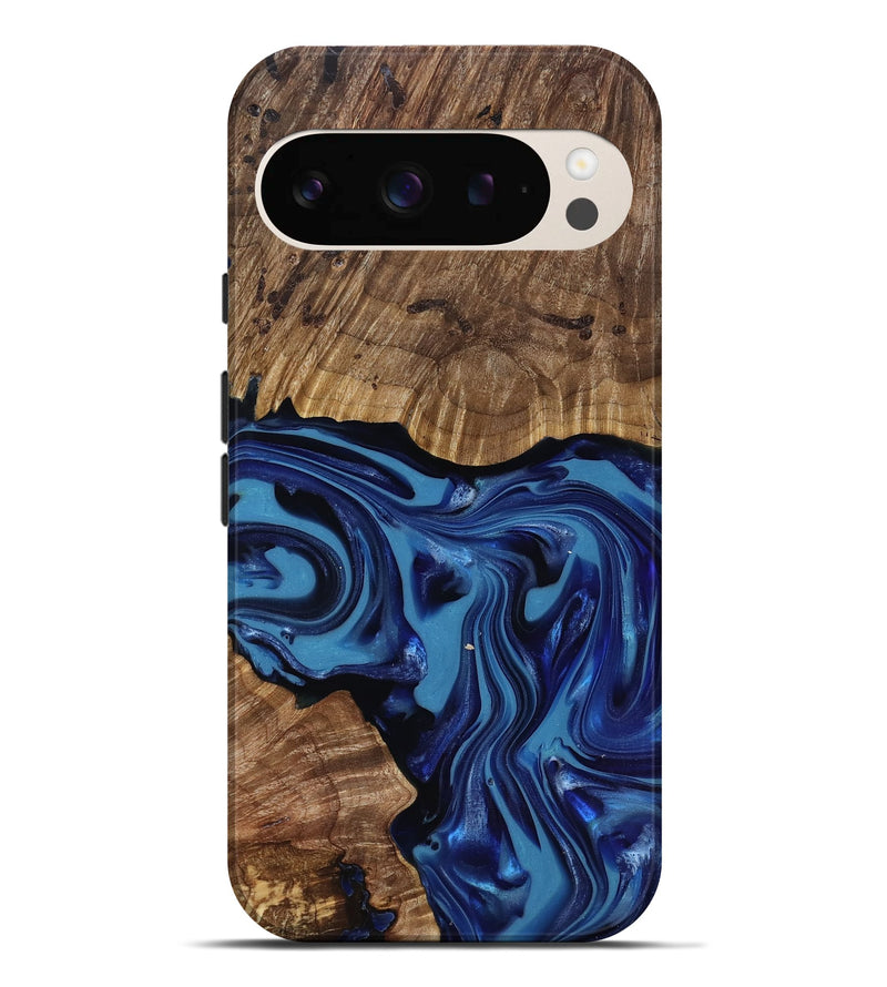 Pixel 9 Pro XL Wood Live Edge Phone Case - Domenic (Blue, 818006)