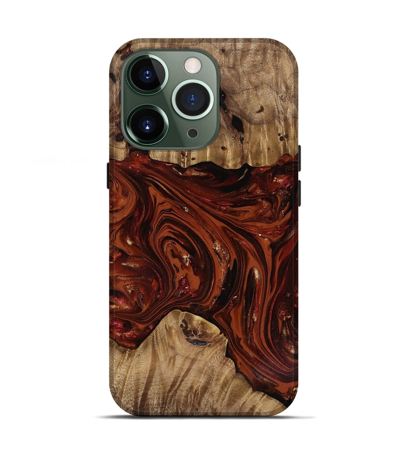 iPhone 13 Pro Wood Live Edge Phone Case - Dequan (Red, 818009)