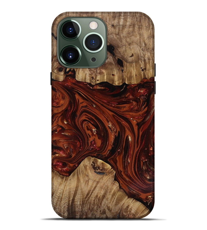 iPhone 13 Pro Max Wood Live Edge Phone Case - Dequan (Red, 818009)