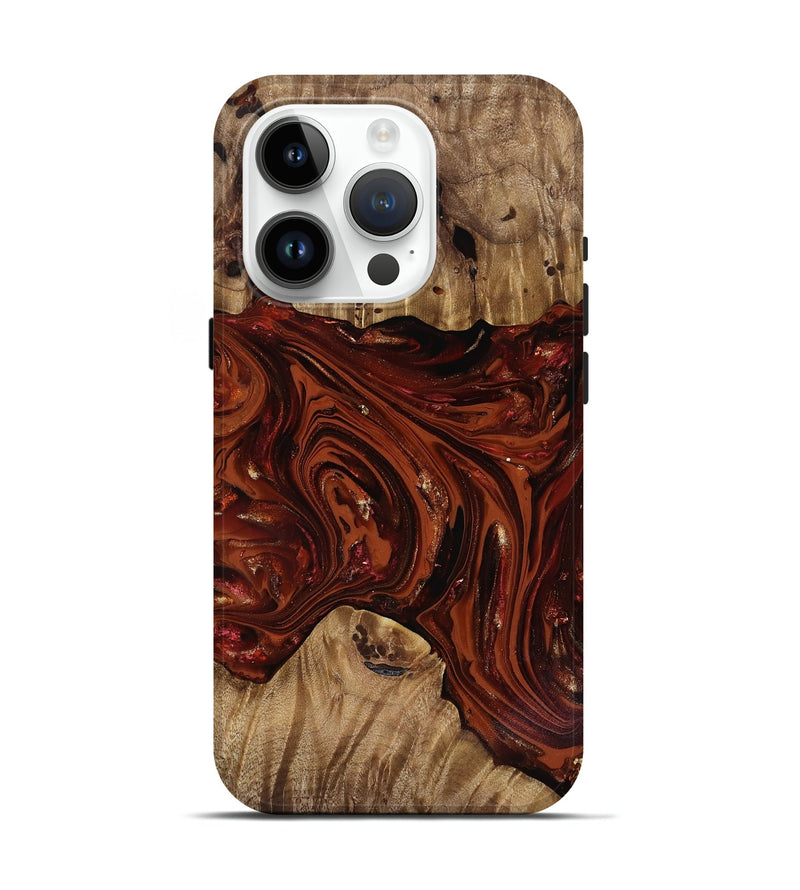 iPhone 15 Pro Wood Live Edge Phone Case - Dequan (Red, 818009)
