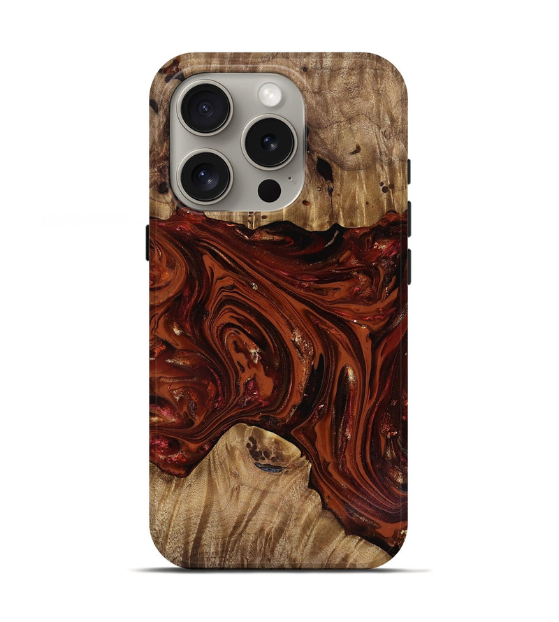 iPhone 16 Pro Wood Live Edge Phone Case - Dequan (Red, 818009)
