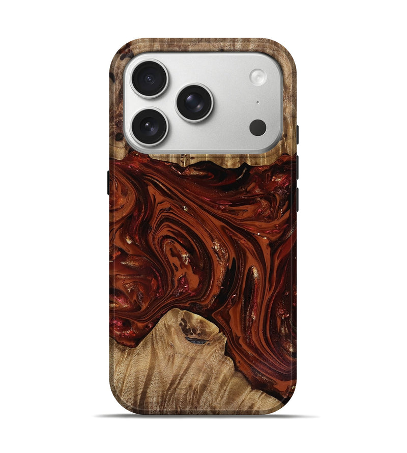iPhone 17 Pro Wood Live Edge Phone Case - Dequan (Red, 818009)