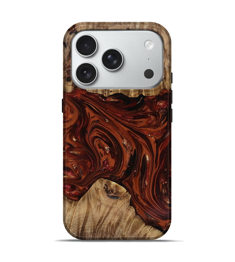 iPhone 18 Pro Wood Live Edge Phone Case - Dequan (Red, 818009)