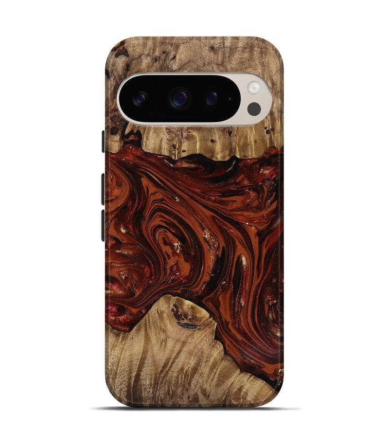 Pixel 9 Wood Live Edge Phone Case - Dequan (Red, 818009)